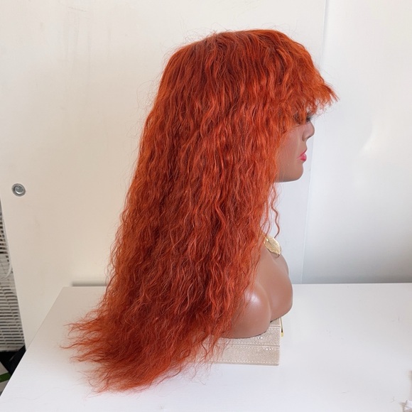 20” curly human hair wig with bangs - Picture 5 of 11